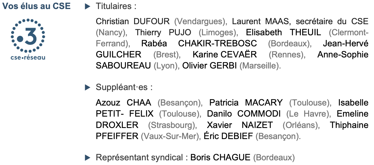 elus cse reseau f3 juin 2026
