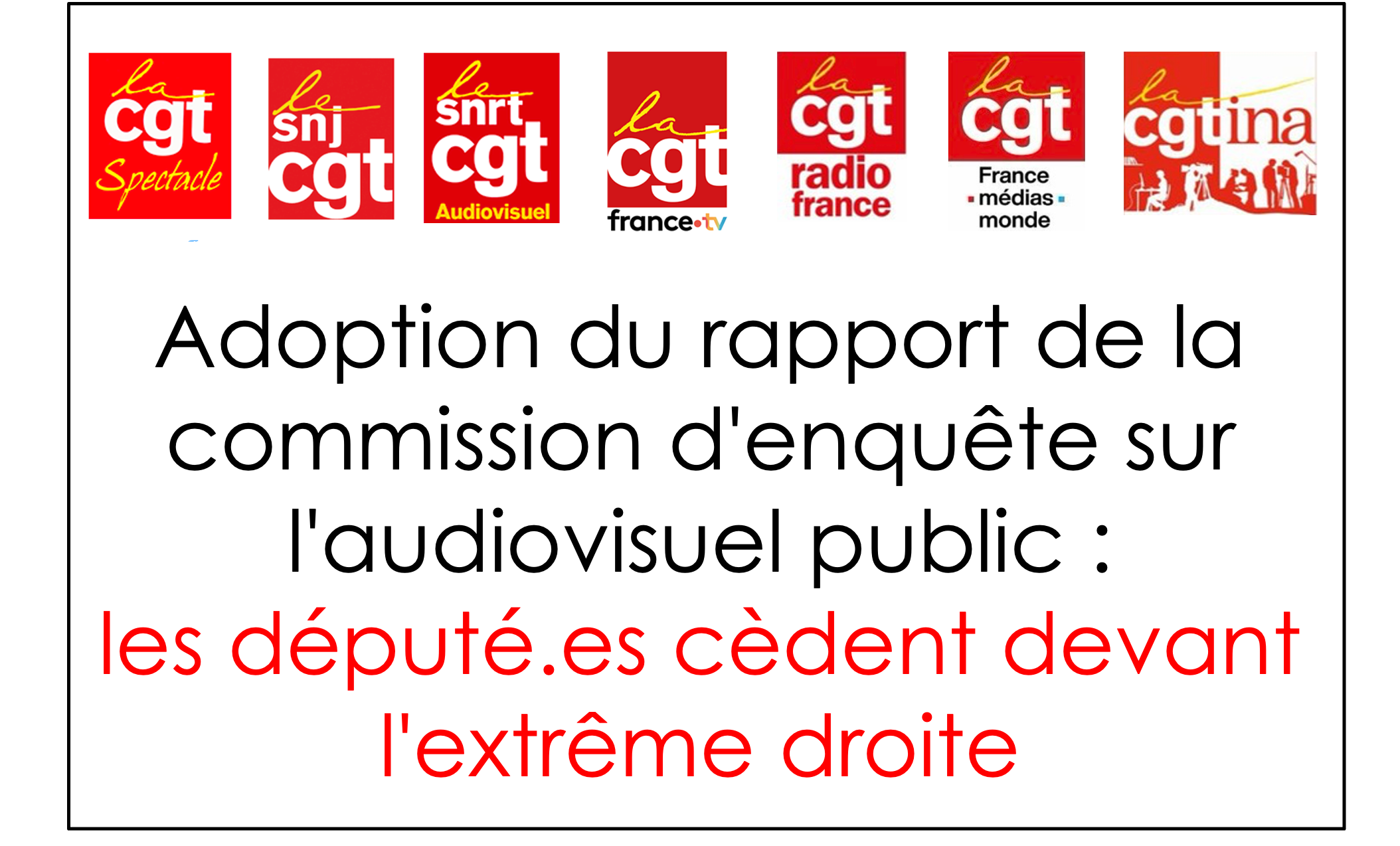 Adoption du rapport de la commission d'enquête sur l'audiovisuel public : les député.es cèdent devant l'extrême droite